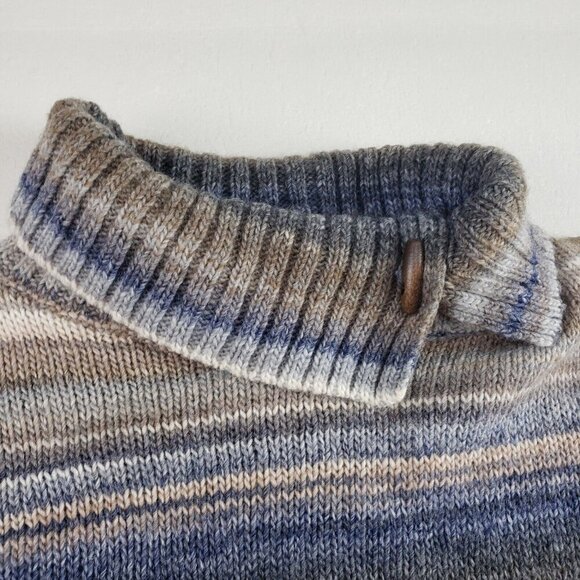 Skovhuus Wool Blend Sweater Womens Medium Blue Stripe Turtleneck Danish Pullover - Picture 3 of 9
